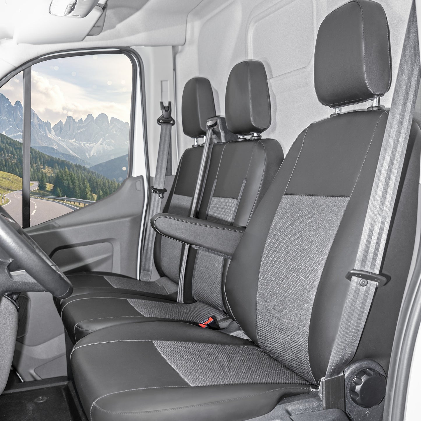 Ford Transit two headrest covers for the double passenger seat