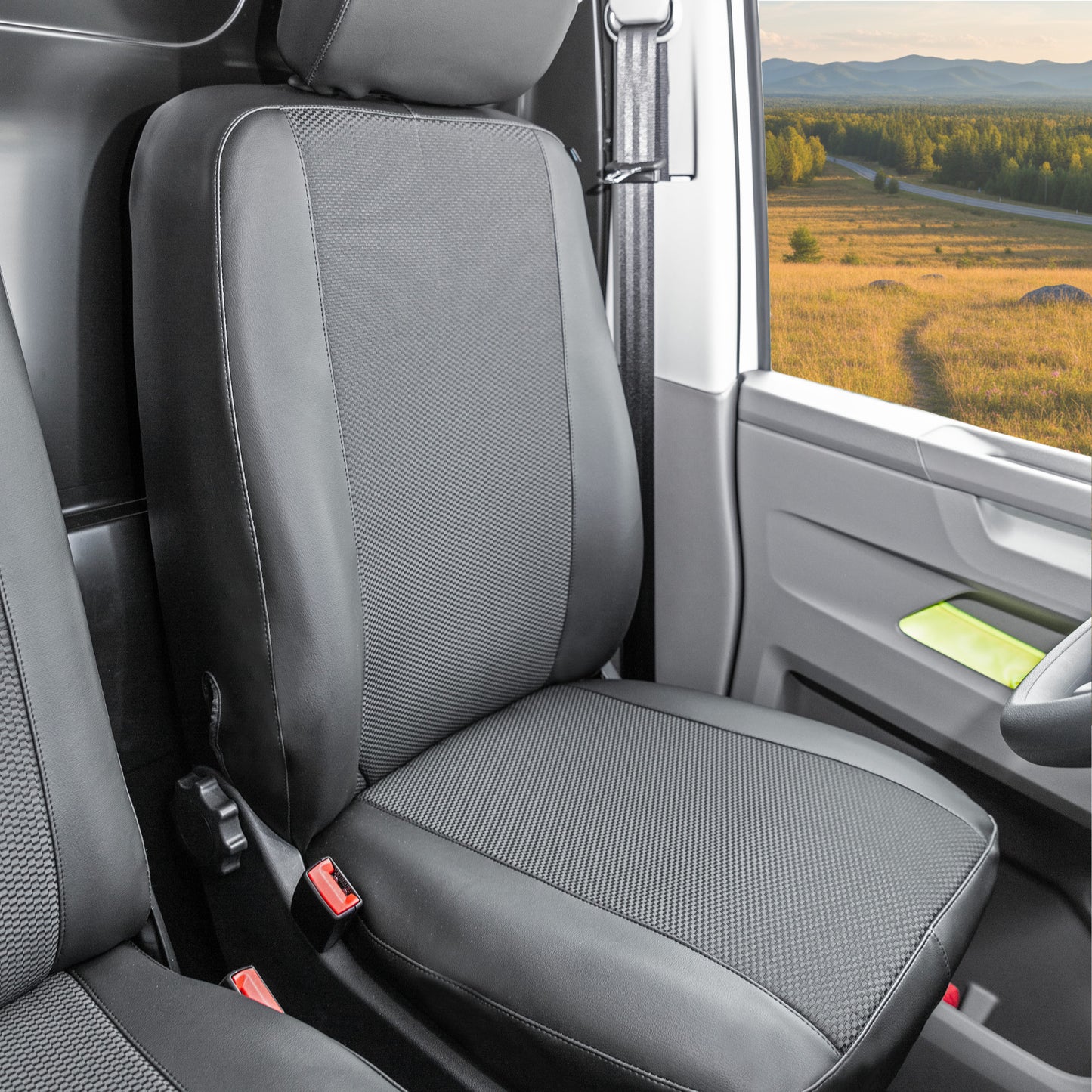 Volkswagen Transporter T6 Zestaw pokrowców ochronnych na siedzenia dla kierowcy i podwójnego fotela pasażera (od 2016)