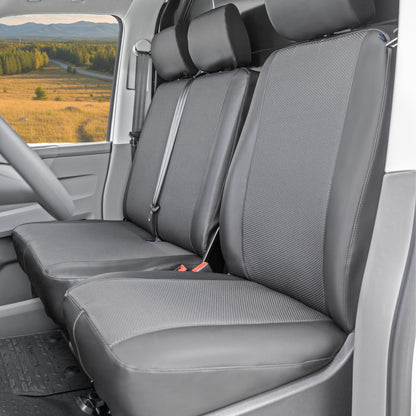 Volkswagen Transporter T6 Zestaw pokrowców ochronnych na siedzenia dla kierowcy i podwójnego fotela pasażera (od 2016)